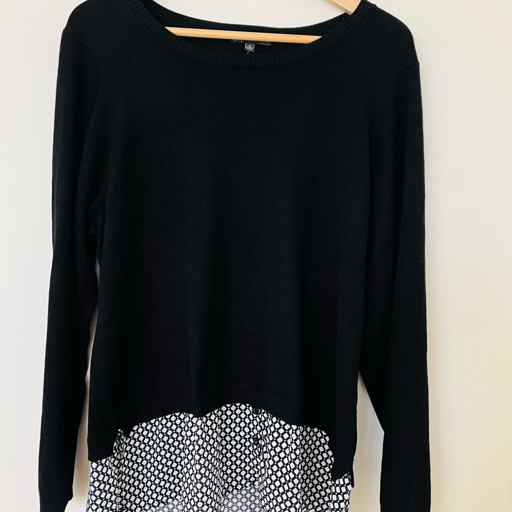 Adrianna Papell Black and White Layered Blouse
